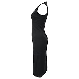Michael Kors-Michael Kors V-Neck Midi Dress in Black Polyester-Black