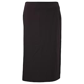 Hermès-Hermès Pleated Knee Length Skirt in Brown Wool-Brown