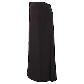 Hermès-Hermès Pleated Knee Length Skirt in Brown Wool-Brown
