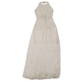 Vestido de banda con flecos Herve Leger en nylon blanco alabastro Blanco