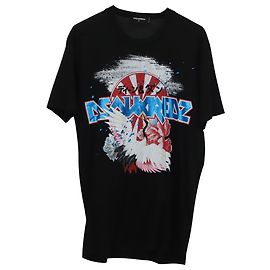 Dsquared2 Camiseta de algodão preto com estampa de grua japonesa Dsquared 2 Preto