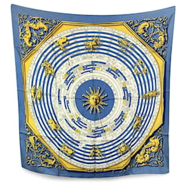 Hermès-Hermes Vintage Silk Scarf Astrologie Dies et Hore 1963 Faconnet-Blue