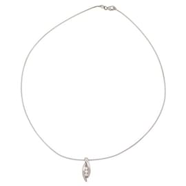 Autre Marque-NECKLACE WITH PENDANT 3 DIAMONDS 0.27CT IN 18K WHITE GOLD 8.5GR DIAMONDS NECKLACE-Silvery