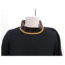 Fendi-PULL FENDI LUPETTO KNIT MERINOS LOGO ZUCCA FZZ411 50 IT 48 FR WOOL SWEATER-Black
