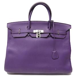 Hermès-HERMES BIRKIN 40 HAND BAG IN VIOLET TOGO LEATHER 2012 PALLADIA ATTRIBUTES-Purple