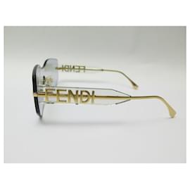 Fendi-NINE FENDI FENDIGRAPHY FE40066U GOLD METAL SUNGLASSES-Golden