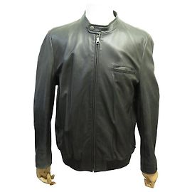 CHAQUETA BIKER PRADA UPV794 EN CUERO NEGRO 54 L Negro