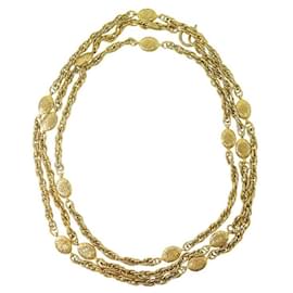 Chanel-VINTAGE CHANEL GRAND SAUTOIR MEDALLION NECKLACE 180 CM IN GOLDEN METAL-Golden