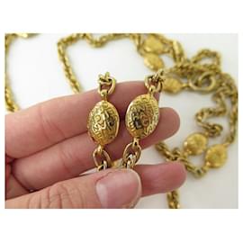 Chanel-VINTAGE CHANEL GRAND SAUTOIR MEDALLION NECKLACE 180 CM IN GOLDEN METAL-Golden