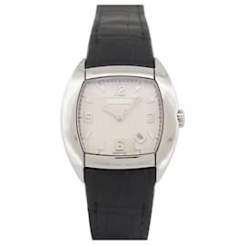 Boucheron-VINTAGE BOUCHERON WATCH MECHANICAL STEEL 35MM CROCODILE LEATHER AUTOMATIC LADY WATCH-Silvery