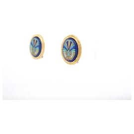 Autre Marque-LOT MICHAELA FREY FREYWILLE OVAL EARRINGS + ENAMEL BROOCH-Golden
