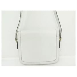 Céline-VINTAGE CELINE SHOULDER BAG WITH BUCKLE CLOSURE WHITE LEATHER HAND BAG-White