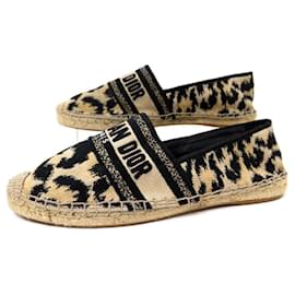 NUEVE ZAPATOS CHRISTIAN DIOR ESPADRILLES GRANVILLE LEOPARDO 41 ZAPATOS DE LONA Camello