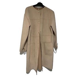 Zara Langer Kunstwildledermantel Beige