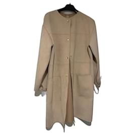 Zara-Long faux suede coat-Beige