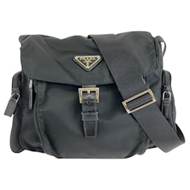 Prada-Prada Nylon Tessuto Triangle Logo Shoulder Bag-Black