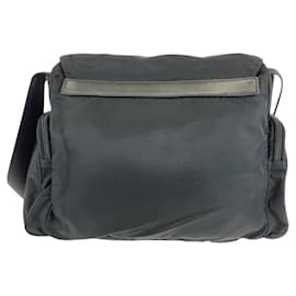 Prada-Prada Nylon Tessuto Triangle Logo Shoulder Bag-Black