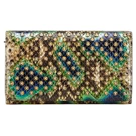 Christian Louboutin-Christian Louboutin Python Leather Wallet-Green