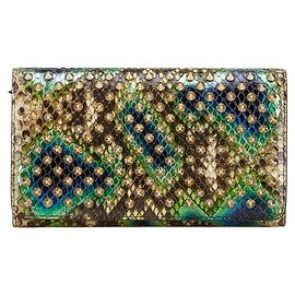 Carteira de couro de python Christian Louboutin Verde