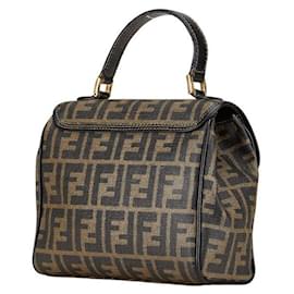 Fendi-Fendi Zucca Handbag Khaki Green Black PVC Leather-Green