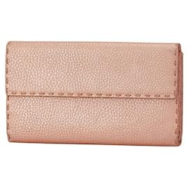 Fendi-Fendi Selleria Leather Long Wallet-Pink