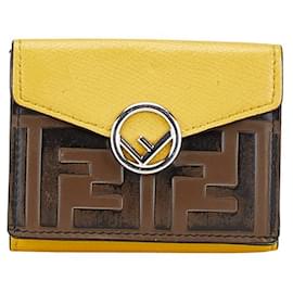 Fendi-Fendi Leather Trifold Wallet 8M0395-Silvery