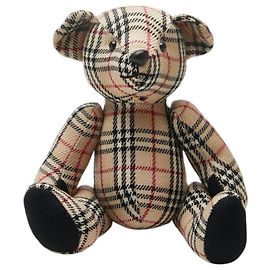 Burberry Nova Check Teddy Bear Wool Leather Beige