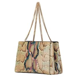 Versace-Versace Python Leather Handbag Beige Multicolor-Beige
