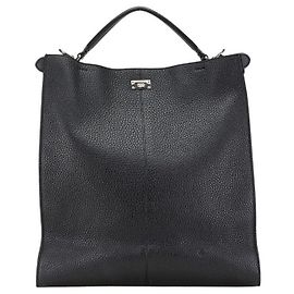 Fendi Leather Peekaboo ISeeU 2way Bag 7VA528 Black