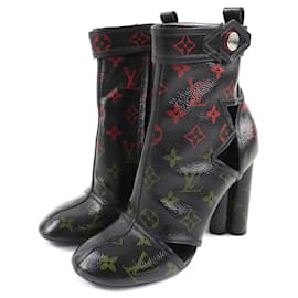 Louis Vuitton-Louis Vuitton Monogram Rouge Flower Heel Ankle Boots-Other