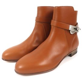 Hermès Botas curtas de couro com fivela Hermes Kelly 37 Outro