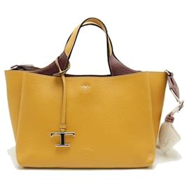 Tod's-Tod's Leather Handbag T Timeless 2WAY-Yellow