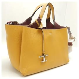 Tod's-Tod's Leather Handbag T Timeless 2WAY-Yellow