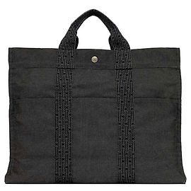 Hermès Hermes Gray Canvas Tote Bag Brown