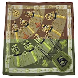 Hermès-Hermes Cliquetis silk scarf in brown 1972-Brown