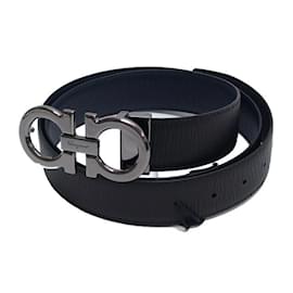 Salvatore Ferragamo-Salvatore Ferragamo Gancini Reversible Belt-Black,Navy blue
