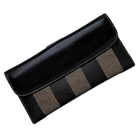 Fendi-Fendi Bi-fold Long Wallet-Black,Khaki