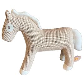 Hermès Epopée Pferdeplüsch Beige Baumwolle Beige