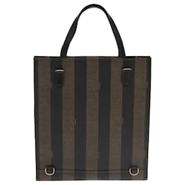 Fendi-Sac à main en toile Pecan FENDI en cuir PVC 2 en 1 noir marron Auth 104965-Marron,Noir