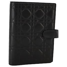 Christian Dior-Christian Dior Canage Day Planner Cover Lamb Skin Gold Black Auth yk16311-Black,Golden