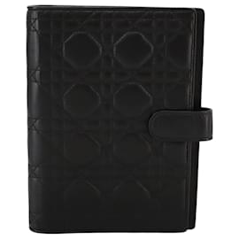 Christian Dior-Christian Dior Canage Day Planner Cover Lamb Skin Gold Black Auth yk16311-Black,Golden