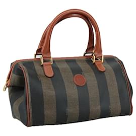 Fendi-Sac à main en toile Pecan FENDI en toile enduite marron Auth 104727-Marron