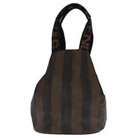 Fendi-Sac à main en toile Pecan FENDI en cuir 2 pièces noir marron beige Auth ti2521-Marron,Noir,Beige