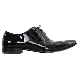 Prada Schwarze Lackleder-Schnürschuhe Schwarz