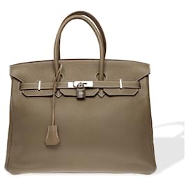 Hermès-HERMES Birkin 35 Bag in Etoupe Leather - 102341-Taupe