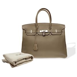 Hermès-HERMES Birkin 35 Bag in Etoupe Leather - 102341-Taupe
