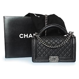 Chanel-Chanel, Top handle quilted leather boy bag-Black
