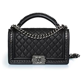 Chanel-Chanel, Top handle quilted leather boy bag-Black
