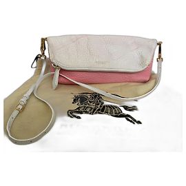 Borsa a spalla Burberry Prorsum in pelle rosa e bianca Rosa Bianco