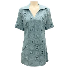 Vestido Mini de Crochê Azul Celeste de Jonathan Simkhai Azul